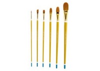 Qualita Golden Taklon Long Handle Brushes Value Set