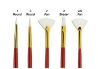 Fundamentals Short Handled 5 Set Fancy White Taklon Brushes No. 1