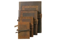 Old World Leather Soft Cover Border Pattern Dark Brown Sketch Book 4.7x6.5