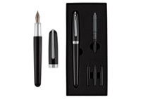 Goldenritt Sketchwriter Rockwell Fountain Pen Matte Black/Silver Fine Nib