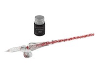 Goldenritt Glass Dip Pen Set Cardinal with 5ml and Pen Rest