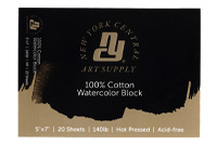New York Central Watercolor Paper Block (20 Sheets) 140 lb. Hot Press 5X7