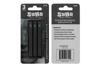 SoHo Compressed Graphite Stick 2B Pack of 3