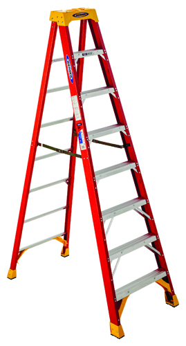 WERNER 6208 Step Ladder, 300 lb Weight Capacity, 5-Step, Fiberglass