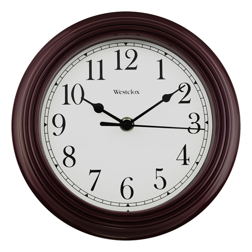 Westclox 46983 Wall Clock, Round, Analog, Burgundy Frame