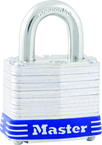 Master Lock 3D Keyed Padlock, 1-9/16 in W Body, 3/4 in H Shackle, Steel