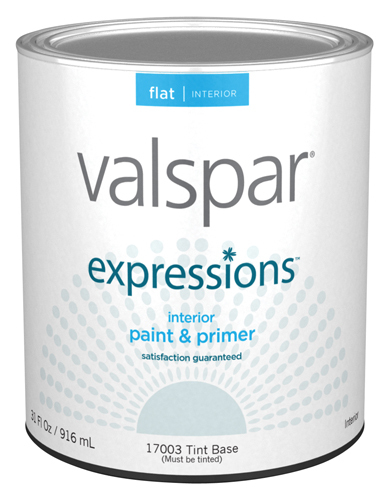 Valspar 17003 Latex Paint, Flat, Tint Base, 1 qt Can