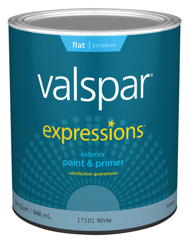 Valspar 17101 Exterior House Paint, White, Flat, 1 qt