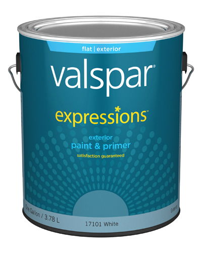 Valspar 17101 Exterior House Paint, White, Flat, 1 gal