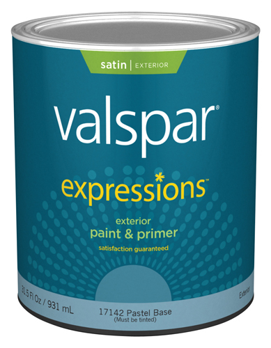 Valspar 17142 Exterior House Paint, Pastel Base, Satin, 1 qt