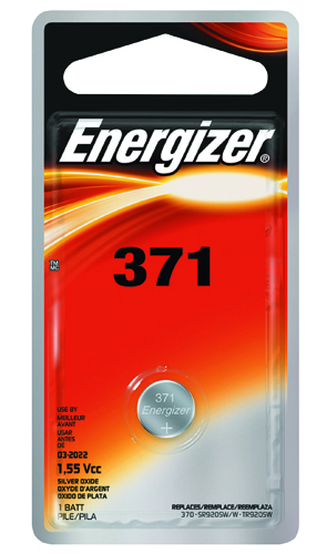 Energizer 371BPZ Coin Cell Battery, 371 Battery, Silver Oxide, 1.5 V Battery
