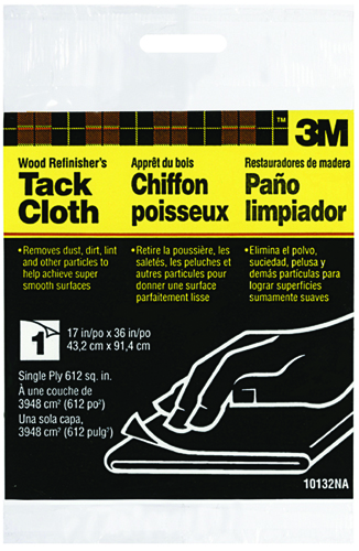 3M 10132 Tack Cloth, 36 in L, 17 in W, Synthetic Fiber, White