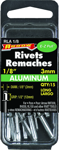 Arrow RLA1/8 Long Pop Rivet, 1/2 in L, Aluminum