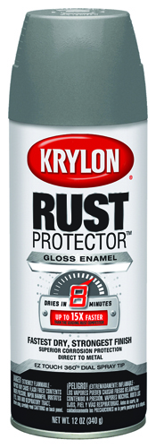 Krylon K06901807 Rust-Preventative Enamel Paint, Gloss, Smoke Gray, 12 oz