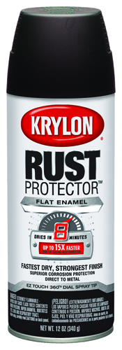 Krylon K06903607 Rust-Preventative Enamel Paint, Flat, Brown, 12 oz Can