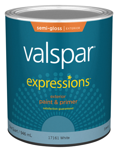 Valspar 17161 Exterior House Paint, White, Semi-Gloss, 1 qt