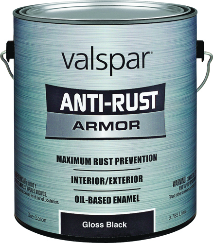 VALSPAR 21800 Series 21824 Anti-Rust Armor Oil Gloss Enamel, Gloss, Black, 1