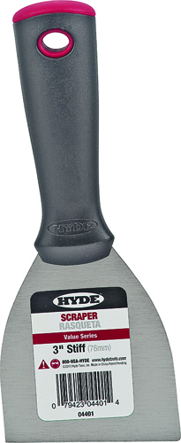 HYDE 04401 Paint Scraper, 3-1/2 in L x 3 in W Blade, HCS Blade, Black Handle