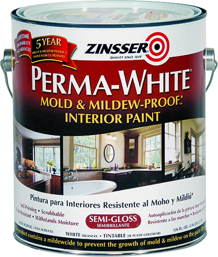 ZINSSER 02761 Interior Paint, Semi-Gloss, White, 1 gal Can