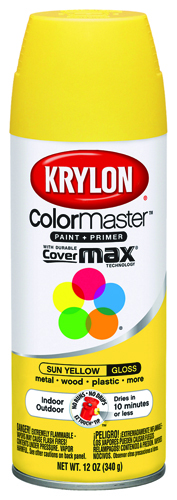 Krylon K05180607 Spray Paint, Gloss, Sun Yellow, 12 oz Can