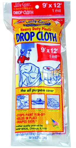 Warp's EC-912 Drop Cloth, 12 ft L, 9 ft W, Plastic, Clear