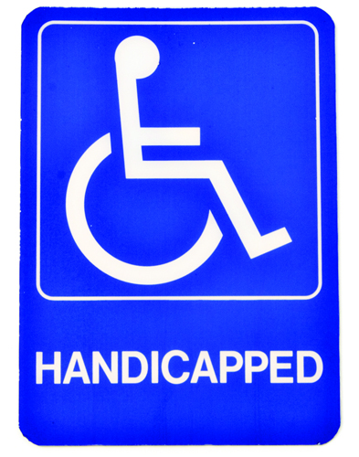 HY-KO D-17 Graphic Sign, Rectangular, HANDICAPPED, White Legend, Blue