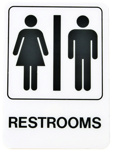 HY-KO D-23 Graphic Sign, Rectangular, REST ROOM, Black Legend, White