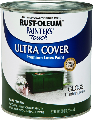 RUST-OLEUM PAINTER'S TOUCH ULTRA-COVER MULTI-PURPOSE ENAMEL PAINT, 1QT HUNTER GREEN, GLOSS