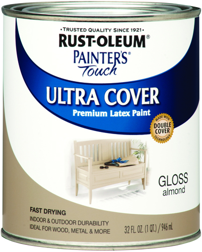 RUST-OLEUM PAINTER'S TOUCH ULTRA-COVER MULTI-PURPOSE ENAMEL PAINT, ALMOND, 1QT, GLOSS