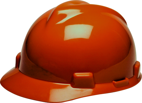 MSA SWX00305 Hard Hat, 4-Point Textile Suspension, HDPE Shell, Orange