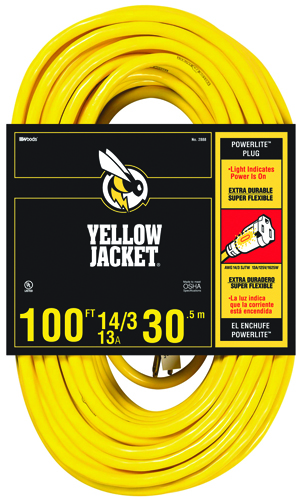 CCI 2888 Extension Cord, 14 AWG, Yellow Jacket