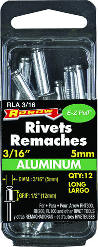 Arrow RLA3/16 Long Pop Rivet, 1/2 in L, Aluminum