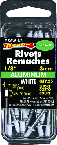 Arrow RSAW1/8 Short Pop Rivet, 1/8 in L, Aluminum