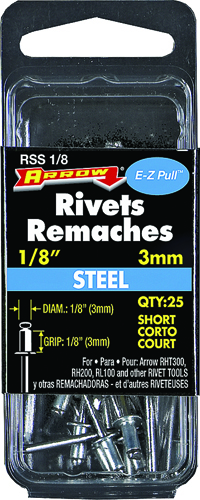 Arrow RSS1/8 Short Pop Rivet, 1/8 in L, Steel