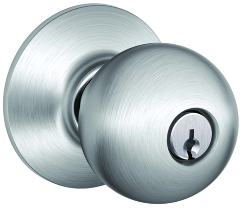 Schlage Orbit F51A CSVORB626KA4 Keyed Entry Knob, 1-3/8 to 1-3/4 in Thick