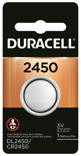 Duracell DL2450BPK Coin Cell Battery, Lithium, Manganese Dioxide, CR2450