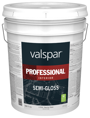 Valspar 11914 Interior Latex Paint, Semi-Gloss, Semi-Gloss Neutral Base, 5