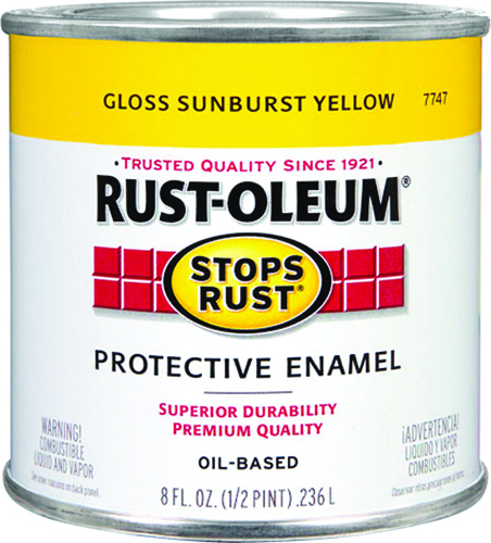 RUST-OLEUM STOPS RUST 7747730 Protective Enamel, Sunburst Yellow, Gloss, 0.5