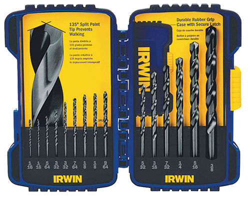 IRWIN 314015 Jobber Length Drill Bit Set, Steel, Black Oxide, 15-Piece