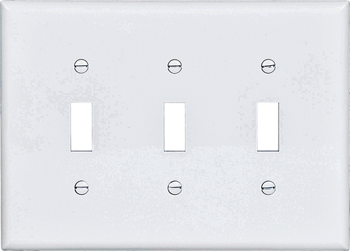 Eaton Wiring Devices PJ3W Mid-Size Wallplate, 3-Gang, Polycarbonate, White