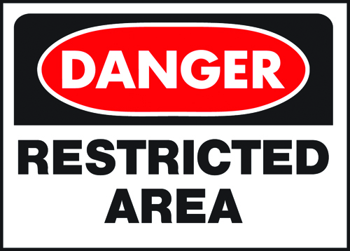 HY-KO 501 Danger Sign, Rectangular, RESTRICTED AREA, Black Legend, White