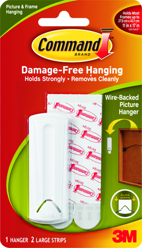 Command 17041 Picture Hanger, 5 lb Weight Capacity, Adhesive Strip Mounting,