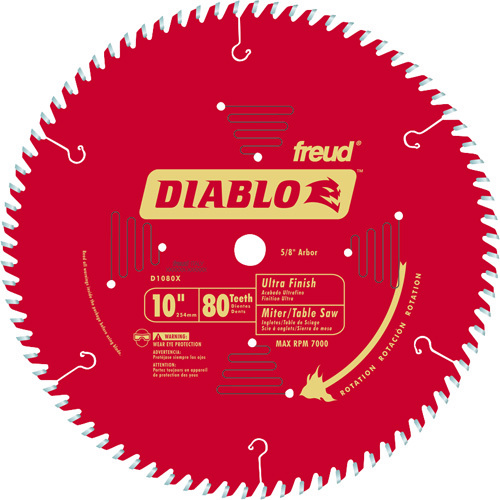 Diablo D1080X Circular Saw Blade, 10 in Dia, Carbide Cutting Edge, 5/8 in