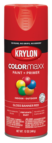 Krylon K05210807 Spray Paint, Gloss, Red, 12 oz Can