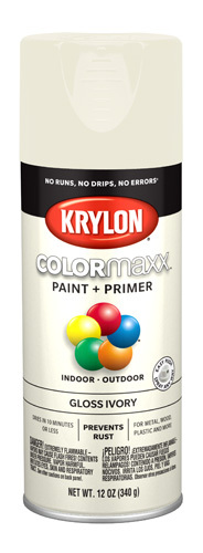 Krylon K05150407 Spray Paint, Gloss, Ivory, 12 oz Can