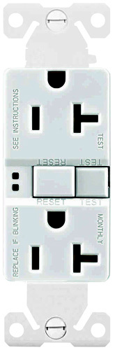 Eaton Wiring Devices SGF20W Duplex GFCI Receptacle, 20 A, 2-Pole, 5-20R,