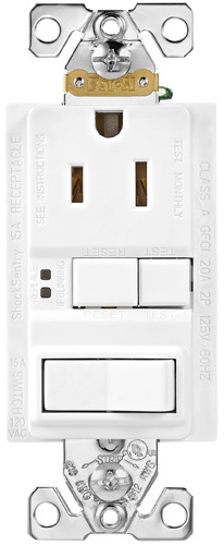 Eaton Cooper Wiring SGFS Series SGFS15W-MSP Duplex GFCI Receptacle/Switch,