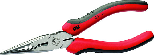 GB GS-385 Nose Plier, Carbon Steel Jaw, 6-1/2 in OAL, Red Handle