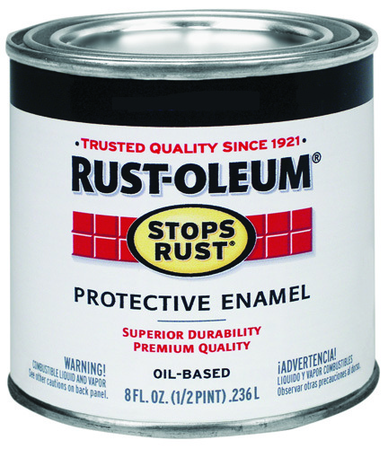 RUST-OLEUM STOPS RUST 7777730 Protective Enamel, Black, Satin, 0.5 pt Can