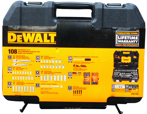 DeWALT DWMT73801 Mechanic's Tool Set | Polished Chrome Vanadium | 108-Piece